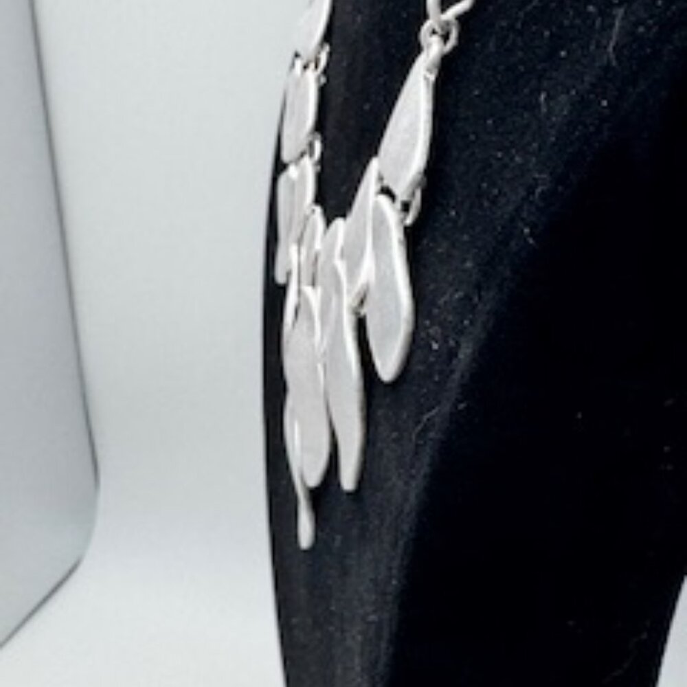 INC Internation Concepts Silver Statement Bib Necklace - Picture 4 of 5